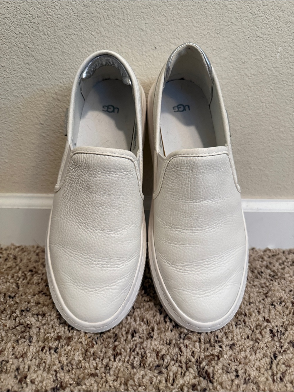 UGG Women’s White Slip-On Leather Sneakers